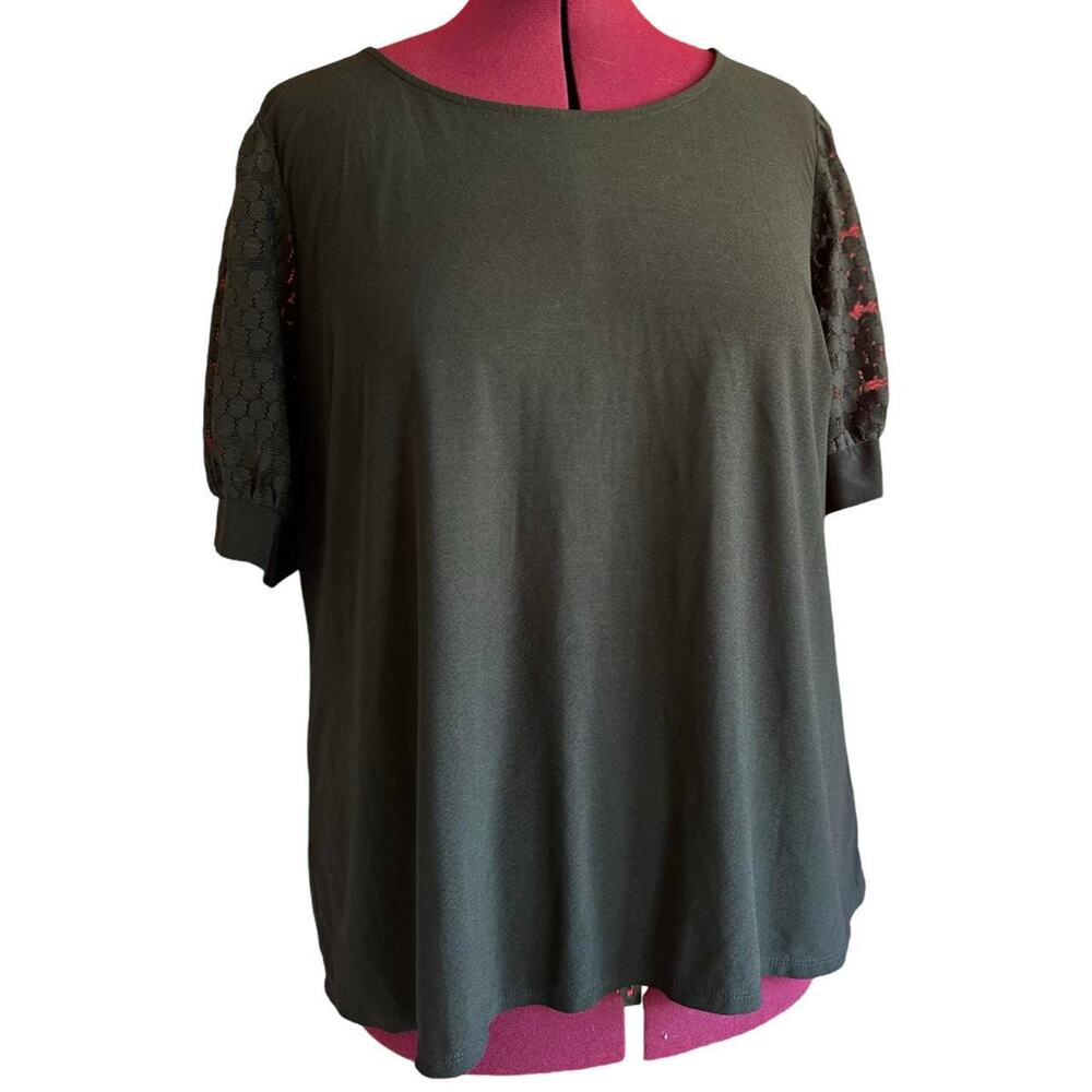 Womens Shirt Size 2x Black Lace Sleeve Soft Goth Professional Business Casual